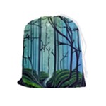 Nature Outdoors Night Trees Scene Forest Woods Light Moonlight Wilderness Stars Drawstring Pouch (XL)