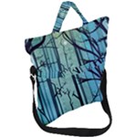Nature Outdoors Night Trees Scene Forest Woods Light Moonlight Wilderness Stars Fold Over Handle Tote Bag