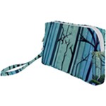 Nature Outdoors Night Trees Scene Forest Woods Light Moonlight Wilderness Stars Wristlet Pouch Bag (Small)