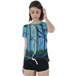 Nature Outdoors Night Trees Scene Forest Woods Light Moonlight Wilderness Stars Short Sleeve Open Back T-Shirt