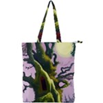 Outdoors Night Full Moon Setting Scene Woods Light Moonlight Nature Wilderness Landscape Double Zip Up Tote Bag