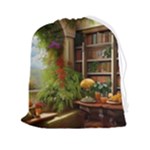 Room Interior Library Books Bookshelves Reading Literature Study Fiction Old Manor Book Nook Reading Drawstring Pouch (2XL)
