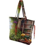 Room Interior Library Books Bookshelves Reading Literature Study Fiction Old Manor Book Nook Reading Drawstring Tote Bag