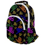 Pattern Repetition Snail Blue Rounded Multi Pocket Backpack
