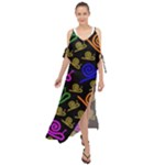 Pattern Repetition Snail Blue Maxi Chiffon Cover Up Dress