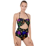 Pattern Repetition Snail Blue Scallop Top Cut Out Swimsuit