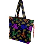 Pattern Repetition Snail Blue Drawstring Tote Bag