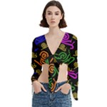 Pattern Repetition Snail Blue Trumpet Sleeve Cropped Top