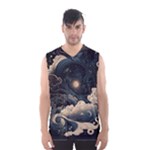 Starry Sky Moon Space Cosmic Galaxy Nature Art Clouds Art Nouveau Abstract Men s Basketball Tank Top