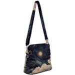 Starry Sky Moon Space Cosmic Galaxy Nature Art Clouds Art Nouveau Abstract Zipper Messenger Bag