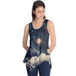 Starry Sky Moon Space Cosmic Galaxy Nature Art Clouds Art Nouveau Abstract Sleeveless Tunic
