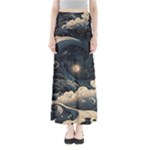 Starry Sky Moon Space Cosmic Galaxy Nature Art Clouds Art Nouveau Abstract Full Length Maxi Skirt