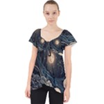 Starry Sky Moon Space Cosmic Galaxy Nature Art Clouds Art Nouveau Abstract Lace Front Dolly Top
