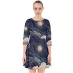 Starry Sky Moon Space Cosmic Galaxy Nature Art Clouds Art Nouveau Abstract Smock Dress