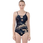Starry Sky Moon Space Cosmic Galaxy Nature Art Clouds Art Nouveau Abstract Cut Out Top Tankini Set