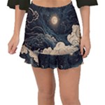 Starry Sky Moon Space Cosmic Galaxy Nature Art Clouds Art Nouveau Abstract Fishtail Mini Chiffon Skirt
