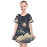 Starry Sky Moon Space Cosmic Galaxy Nature Art Clouds Art Nouveau Abstract Kids  Smock Dress