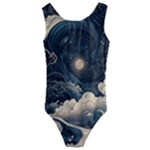 Starry Sky Moon Space Cosmic Galaxy Nature Art Clouds Art Nouveau Abstract Kids  Cut-Out Back One Piece Swimsuit
