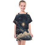 Starry Sky Moon Space Cosmic Galaxy Nature Art Clouds Art Nouveau Abstract Kids  One Piece Chiffon Dress