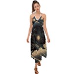 Starry Sky Moon Space Cosmic Galaxy Nature Art Clouds Art Nouveau Abstract Halter Tie Back Dress 