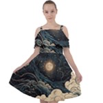 Starry Sky Moon Space Cosmic Galaxy Nature Art Clouds Art Nouveau Abstract Cut Out Shoulders Chiffon Dress
