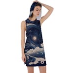 Starry Sky Moon Space Cosmic Galaxy Nature Art Clouds Art Nouveau Abstract Racer Back Hoodie Dress