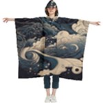 Starry Sky Moon Space Cosmic Galaxy Nature Art Clouds Art Nouveau Abstract Women s Hooded Rain Ponchos