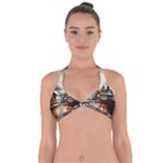 Village Reflections Snow Sky Dramatic Town House Cottages Pond Lake City Halter Neck Bikini Top