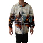 Village Reflections Snow Sky Dramatic Town House Cottages Pond Lake City Kids  Hooded Windbreaker