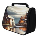 Village Reflections Snow Sky Dramatic Town House Cottages Pond Lake City Full Print Travel Pouch (Small)