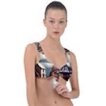 Village Reflections Snow Sky Dramatic Town House Cottages Pond Lake City Front Tie Bikini Top