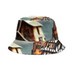 Village Reflections Snow Sky Dramatic Town House Cottages Pond Lake City Bucket Hat