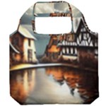 Village Reflections Snow Sky Dramatic Town House Cottages Pond Lake City Foldable Grocery Recycle Bag
