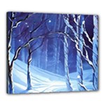 Landscape Outdoors Greeting Card Snow Forest Woods Nature Path Trail Santa s Village Canvas 24  x 20  (Stretched)