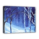 Landscape Outdoors Greeting Card Snow Forest Woods Nature Path Trail Santa s Village Deluxe Canvas 20  x 16  (Stretched)
