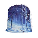 Landscape Outdoors Greeting Card Snow Forest Woods Nature Path Trail Santa s Village Drawstring Pouch (2XL)