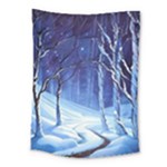 Landscape Outdoors Greeting Card Snow Forest Woods Nature Path Trail Santa s Village Medium Tapestry