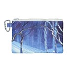 Landscape Outdoors Greeting Card Snow Forest Woods Nature Path Trail Santa s Village Canvas Cosmetic Bag (Medium)