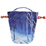 Landscape Outdoors Greeting Card Snow Forest Woods Nature Path Trail Santa s Village Drawstring Bucket Bag