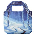 Landscape Outdoors Greeting Card Snow Forest Woods Nature Path Trail Santa s Village Premium Foldable Grocery Recycle Bag