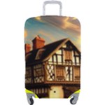 Village House Cottage Medieval Timber Tudor Split timber Frame Architecture Town Twilight Chimney Luggage Cover (Large)