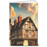 Village House Cottage Medieval Timber Tudor Split timber Frame Architecture Town Twilight Chimney 8  x 10  Softcover Notebook