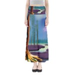 Artwork Outdoors Night Trees Setting Scene Forest Woods Light Moonlight Nature Full Length Maxi Skirt