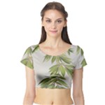 Watercolor Leaves Branch Nature Plant Growing Still Life Botanical Study Short Sleeve Crop Top