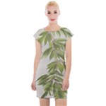 Watercolor Leaves Branch Nature Plant Growing Still Life Botanical Study Cap Sleeve Bodycon Dress