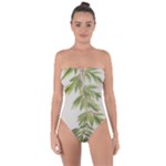 Watercolor Leaves Branch Nature Plant Growing Still Life Botanical Study Tie Back One Piece Swimsuit