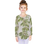 Watercolor Leaves Branch Nature Plant Growing Still Life Botanical Study Kids  Long Sleeve T-Shirt