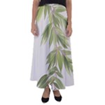 Watercolor Leaves Branch Nature Plant Growing Still Life Botanical Study Flared Maxi Skirt