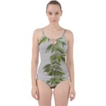 Watercolor Leaves Branch Nature Plant Growing Still Life Botanical Study Cut Out Top Tankini Set