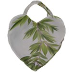 Watercolor Leaves Branch Nature Plant Growing Still Life Botanical Study Giant Heart Shaped Tote